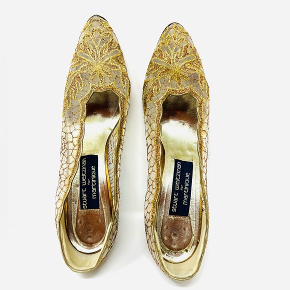 Stuart Weltzman For Martinique Gold Colored High Heels US 8 1/2 NO HEEL CAPS - Picture 7 of 15